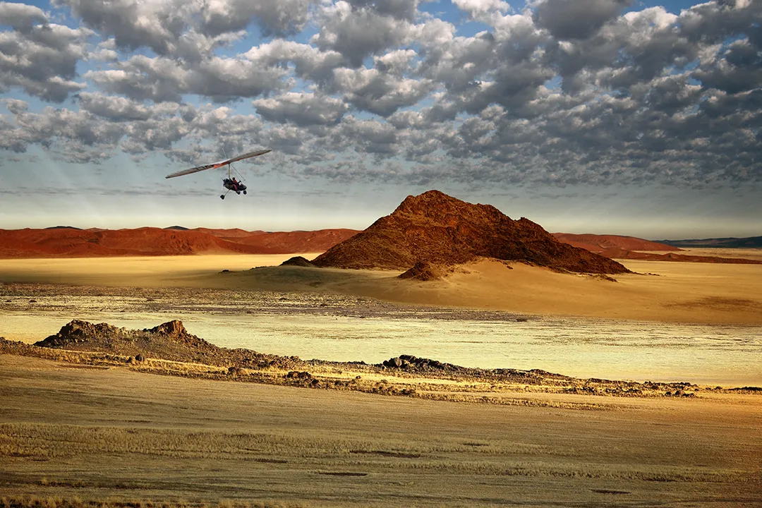 Microlight flying over Sossusvlei